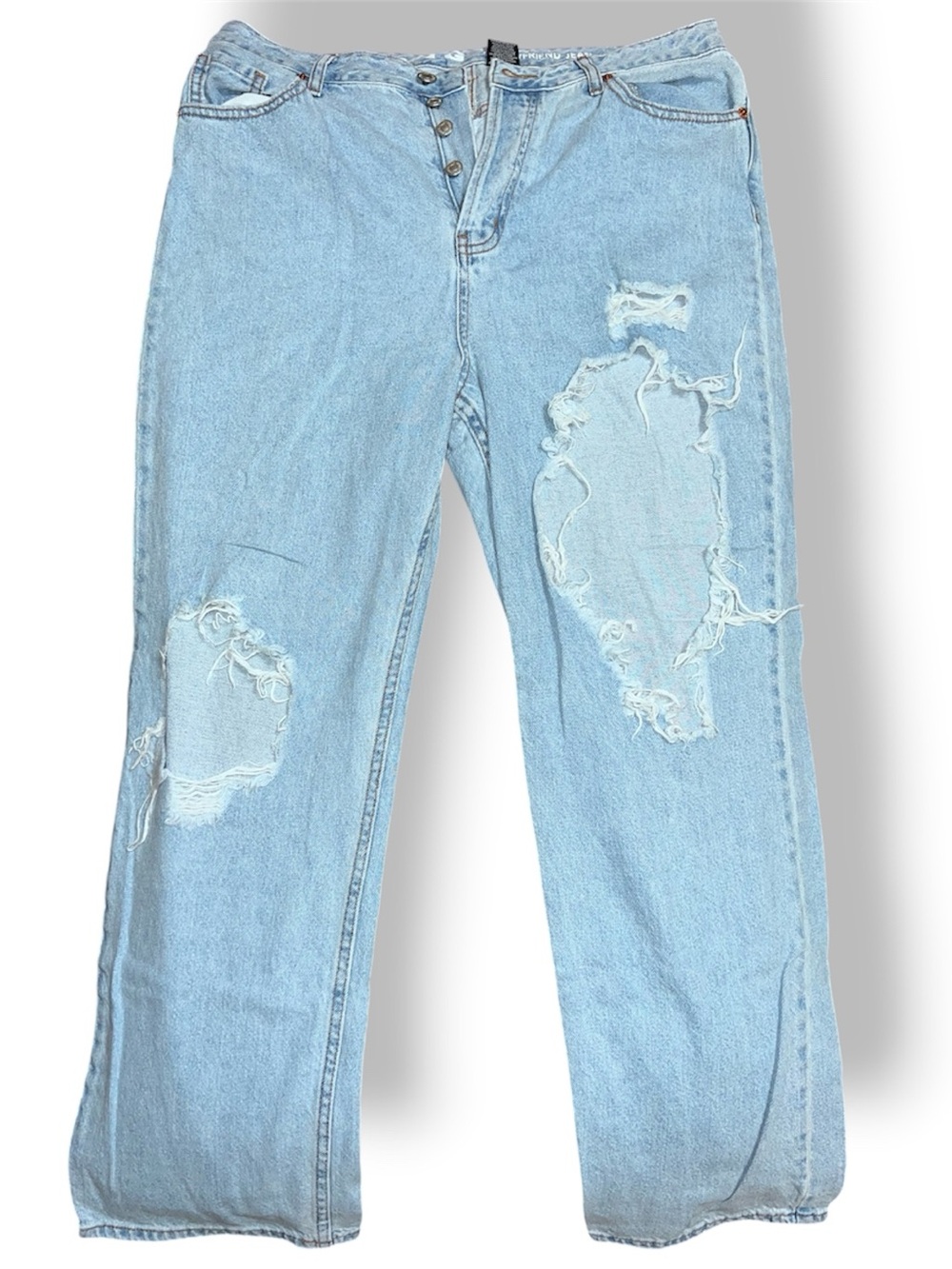Light Blue Distressed Boyfriend Jeans for Women